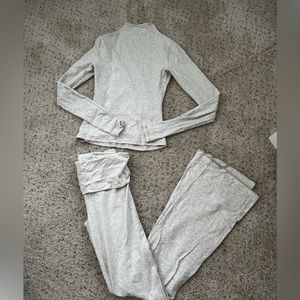 COPY - SKIMS cotton fold over pants with matching mock neck top